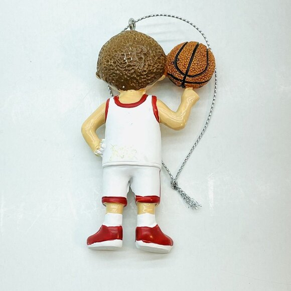 Christmas Ornament Cute Boy Basketball Player White Jersey #3 Hand Painted - Picture 2 of 9